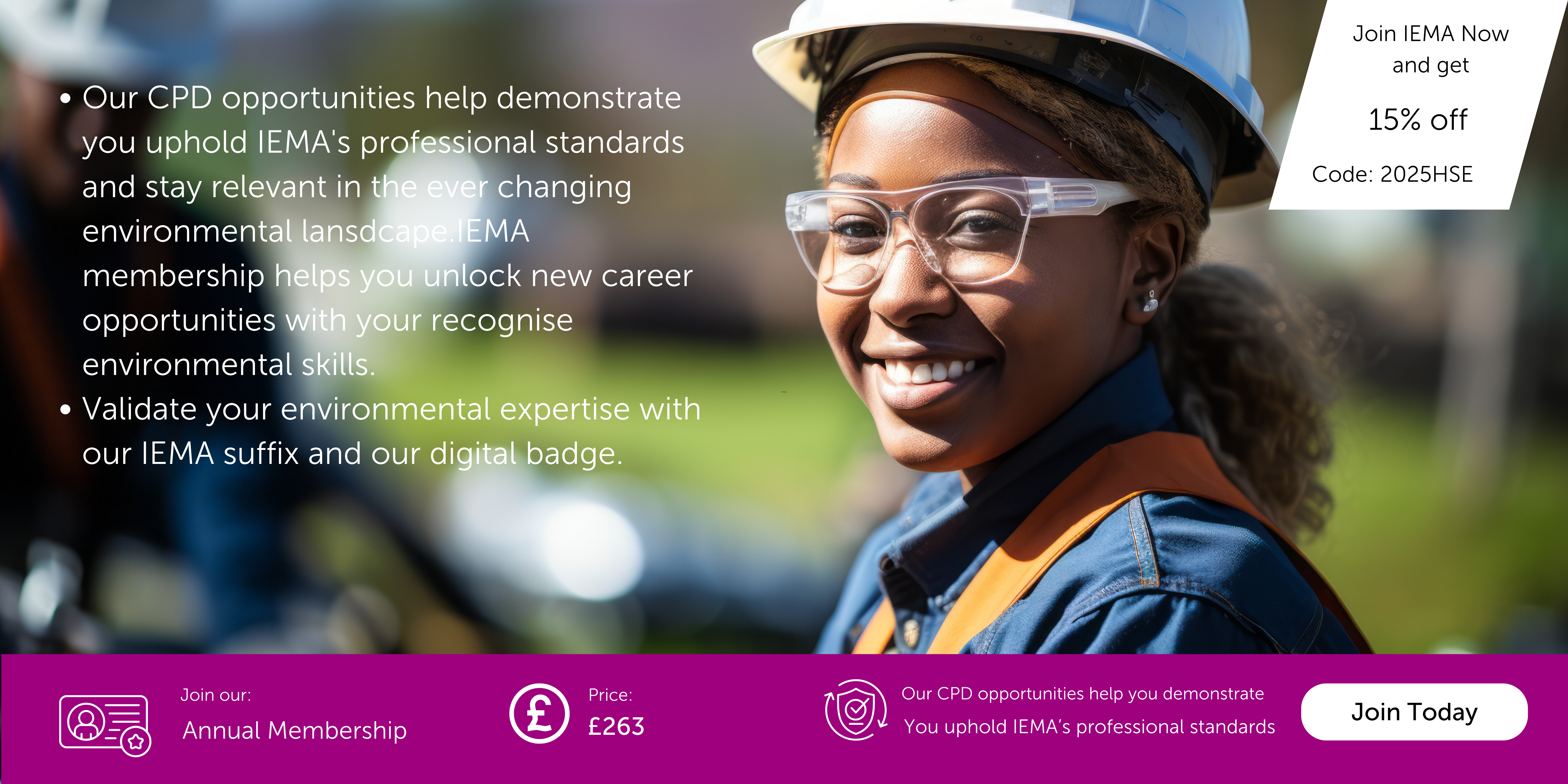 Continuos ORofessional Development for HSE with IEMA membership special offer